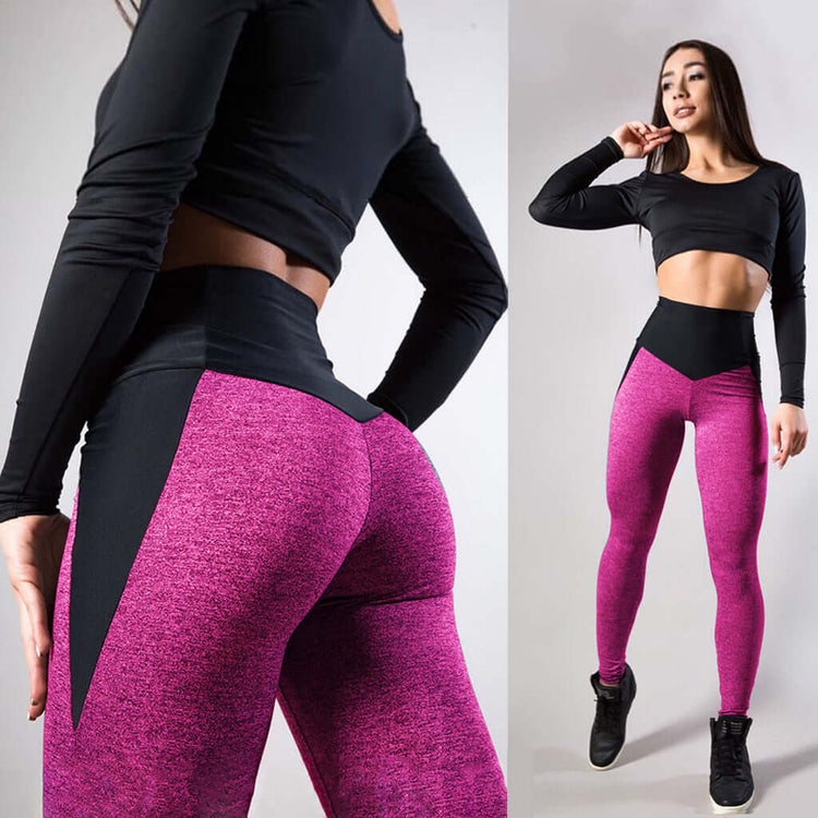 Contrasting Color Stitching Hip-Lifting Slim-Fitting Sports Running FitnessYoga Leggings Artsadd