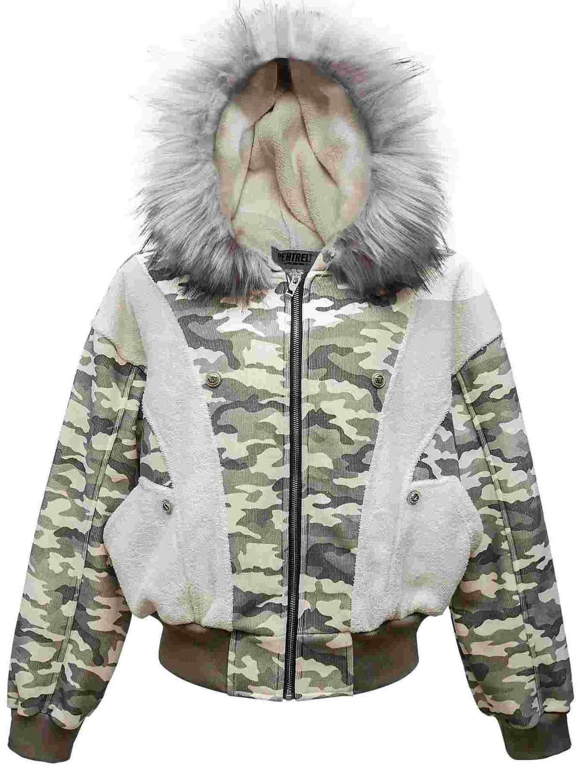 Men's Camouflage Faux Fur Hood Jacket BadAssWear.fi