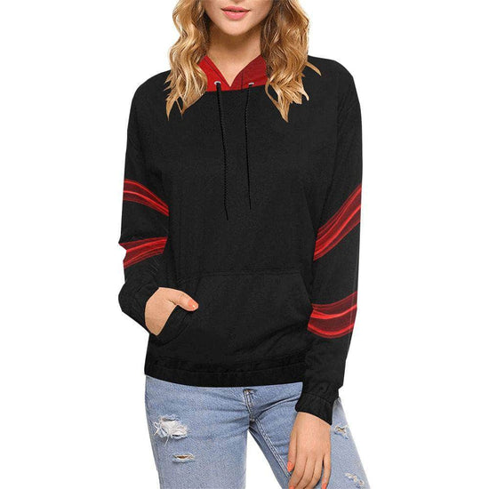 Women's red and black contrast hoodie BadAssWear.fi