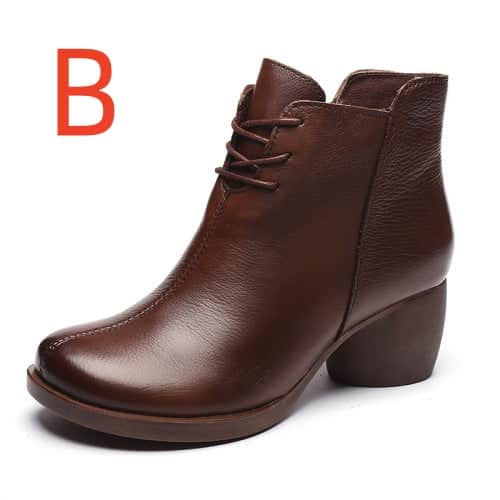 New Retro Leather Comfortable Thick Heel Women Boots High Heel Martin Boots Leather Boots Short Boots Women BadAssWear.fi