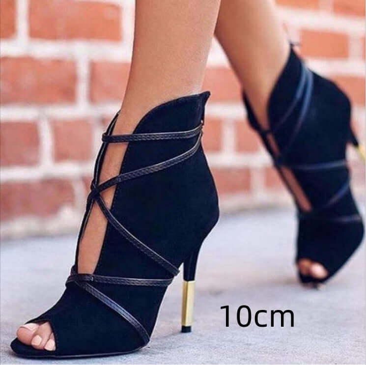 Midnight Grace Pointed Cross-Strap Stiletto Heels