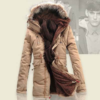 Men Winter Coat Lamb Wool Liner Thick Padded Jacket Men&