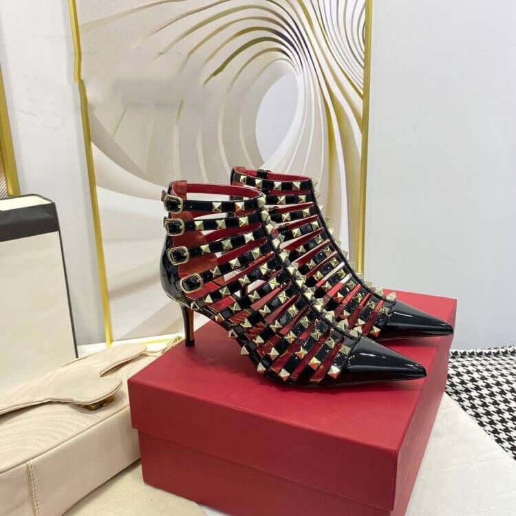 Rebel Elegance Studded Cowhide Leather Stiletto Heels
