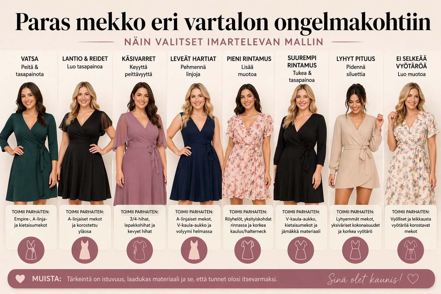 Paras mekko eri vartalon ongelmakohtiin – näin valitset imartelevan mallin