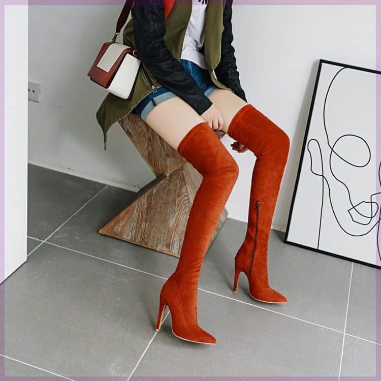 Women Stretch Knee Big Red Boots BadAssWear.fi
