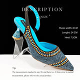 Fashion Simple Pointed Striped Hot Drilling Women Low-cut High Heels BadAssWear.fi