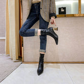 Mid-tube Boots High Heels Autumn And Winter Thick With Fashion Martin Boots Women BadAssWear.fi