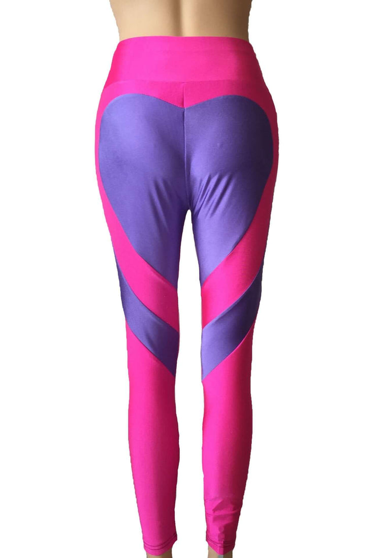Butt-lifting Heart-patterned Patchwork Leggings With Excellent Stretch BadAssWear.fi