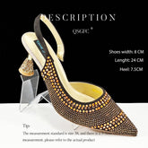 Fashion Simple Pointed Striped Hot Drilling Women Low-cut High Heels BadAssWear.fi