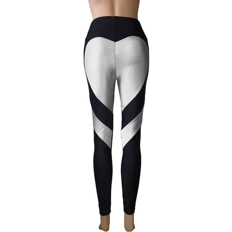 Butt-lifting Heart-patterned Patchwork Leggings With Excellent Stretch BadAssWear.fi