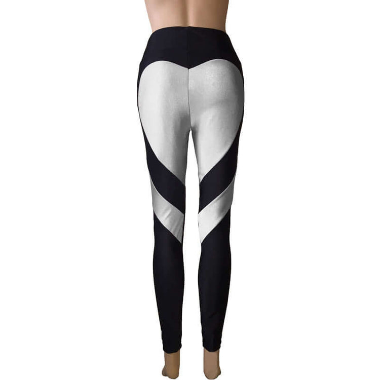 Butt-lifting Heart-patterned Patchwork Leggings With Excellent Stretch BadAssWear.fi