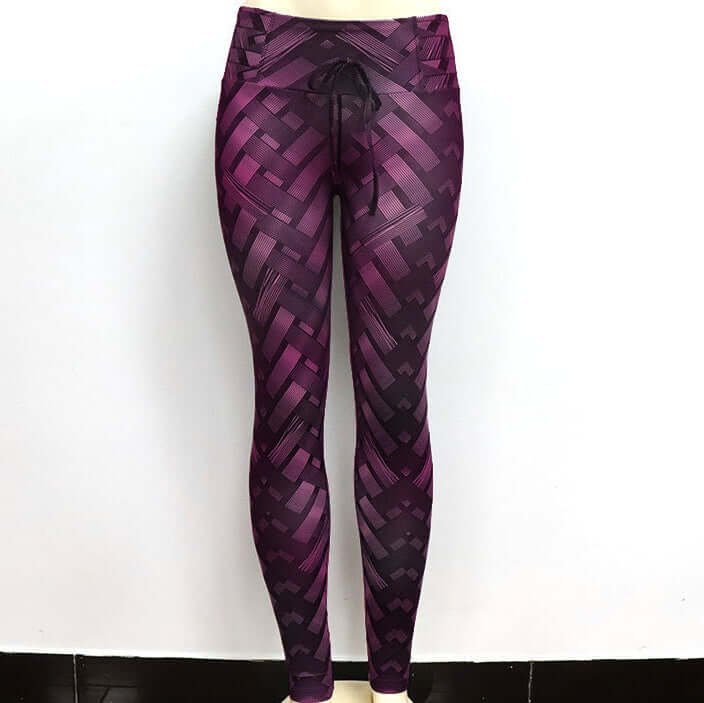 High Waist Iron Weave Print Push Up Yoga Workout Leggings Artsadd
