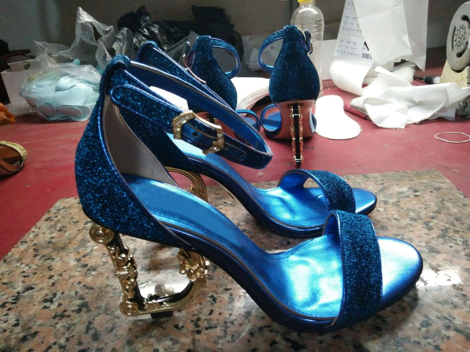 Golden Predator Luxury Panther Detail Platform Heels