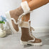 Winter Lace-up Snow Boots For Women Mid-tube Fleece Shoes Warm Chunky Heels Plush Boot null