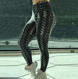 High Waist Iron Weave Print Push Up Yoga Workout Leggings Artsadd