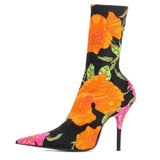 Womens Pointy Toe Elastic Boots, With Colorful , High Heels And Stiletto, Short Socks, New BadAssWear.fi