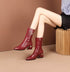 Burgundy Plus Cashmere Martin Boots Women All-Match Leather Boots Children BadAssWear.fi