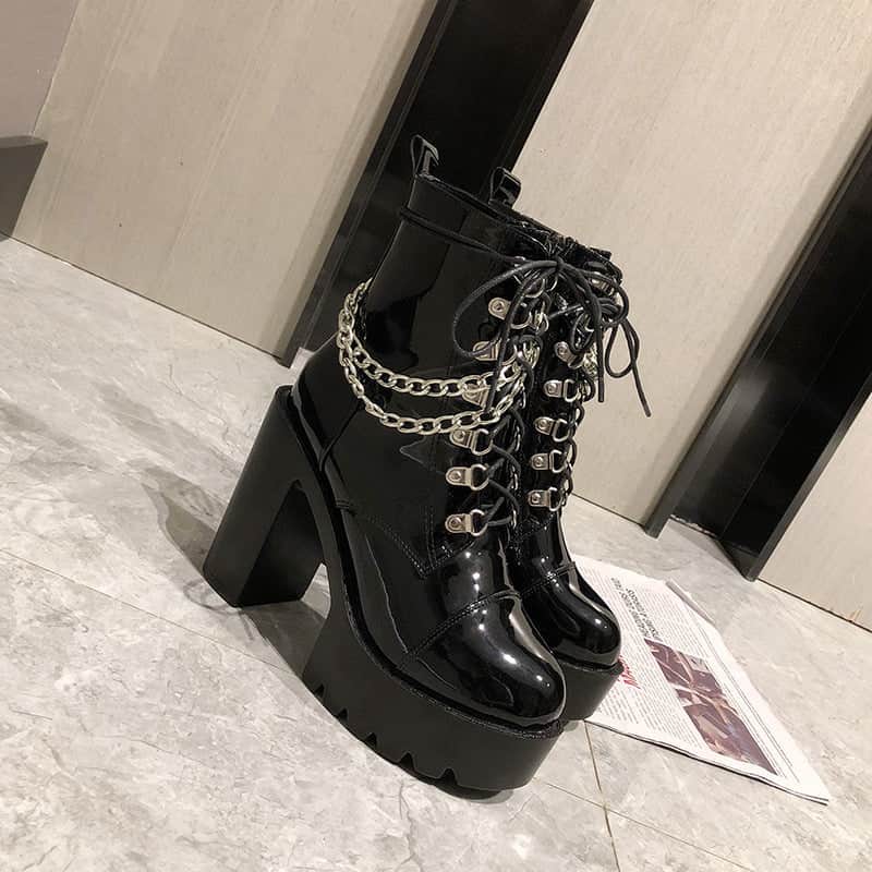 Lolita Gothic Mary Jane Womens Boots Platform Leather Martin Boots BadAssWear.fi