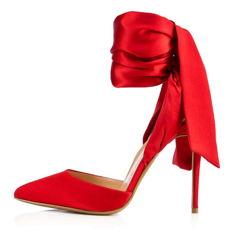 Gala Enchantment Silk Satin Bow Stiletto Pumps