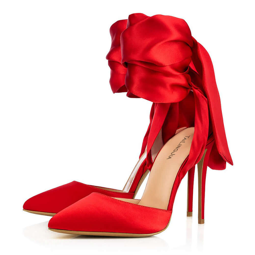 Gala Enchantment Silk Satin Bow Stiletto Pumps