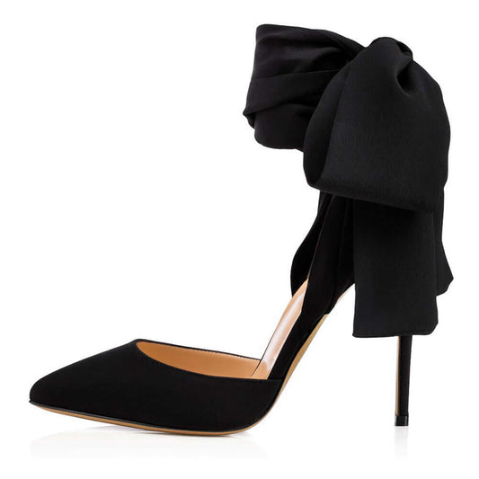 Gala Enchantment Silk Satin Bow Stiletto Pumps
