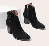 Martin Boots Autumn And Winter Short Tube Thick Heel Side Zipper Fashion Short Boots Women BadAssWear.fi