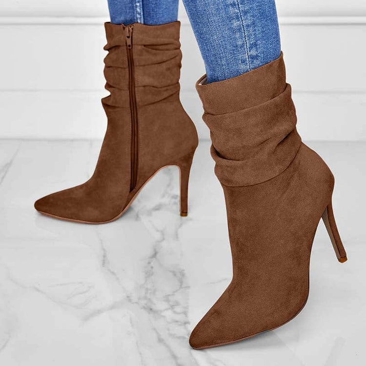 Pointed Toe Stiletto Heel Ankle Boots For Women Side Zipper Shoes BadAssWear.fi