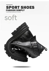 Autumn And Winter Cowhide Casual Men's Boots Thick Bottom Round Toe Warm BadAssWear.fi