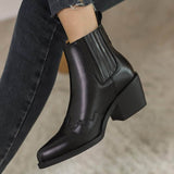 Leather Boots Women Genuine Pointed Toe BadAssWear.fi