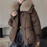 Down Cotton-padded Jacket Women's Short Fur Collar Thickened Coat Winter Clothing BadAssWear.fi