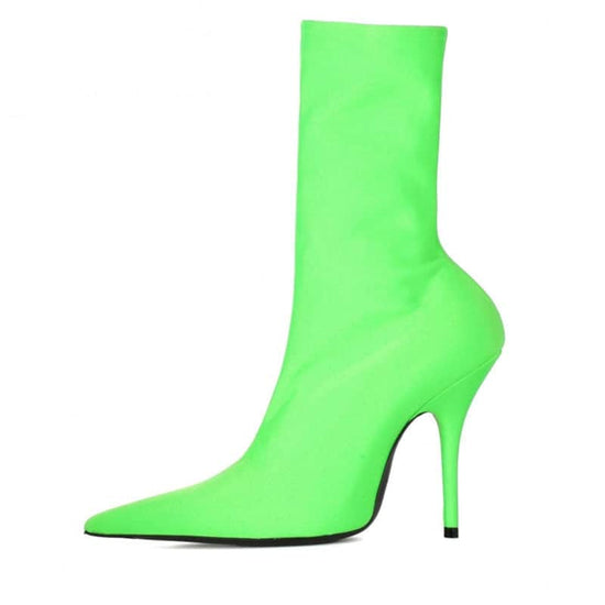 Womens Pointy Toe Elastic Boots, With Colorful , High Heels And Stiletto, Short Socks, New BadAssWear.fi