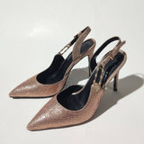 Women's Rhinestone Pointed Toe Strap Decorative High Heels BadAssWear.fi