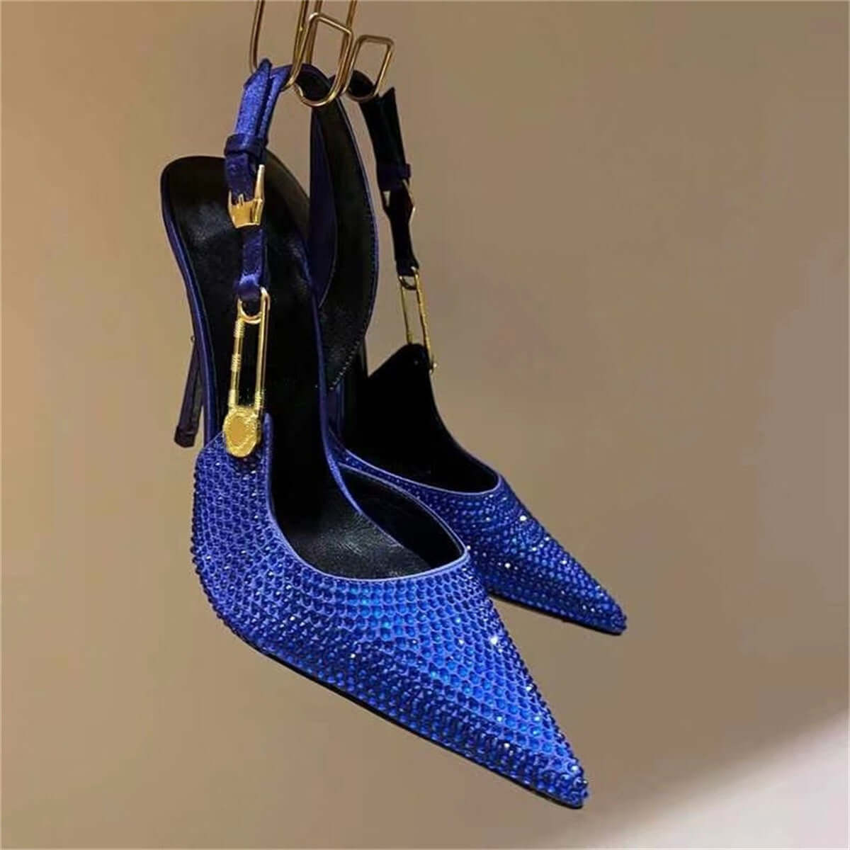 Women's Rhinestone Pointed Toe Strap Decorative High Heels BadAssWear.fi