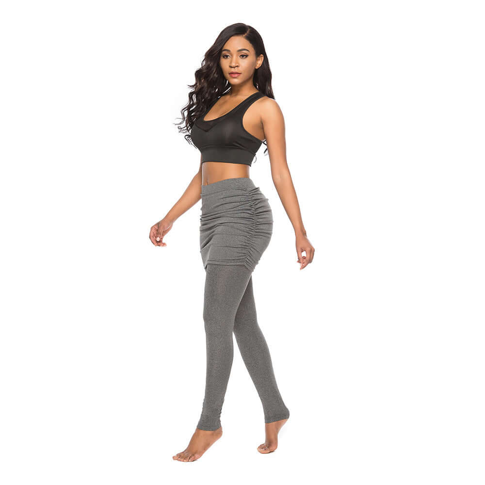 Pack hip side pleated skirt fake two leggings skirt Artsadd