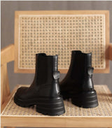 Retro Thick-heeled Martin Boots Women's Short Boots Thick-soled Round Toe BadAssWear.fi