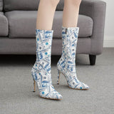 Pointed Toe Stiletto Mid Tube US Dollar Womens Boots BadAssWear.fi
