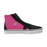 Zapatillas de skate de caña alta para mujer, color negro y rosa