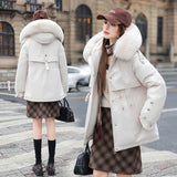 Fleece-lined Thickened Cotton Clothing Female Large Fur Collar Quilted Jacket BadAssWear.fi
