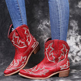Cowboy Boots Women Embroidery Wedge Heel Shoes Western Cowgirl Boots BadAssWear.fi