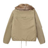 Women's Simple Detachable Fur Collar Cotton Coat BadAssWear.fi
