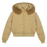 Women's Hooded Fur Collar Cotton-padded Clothes With Design Sense BadAssWear.fi