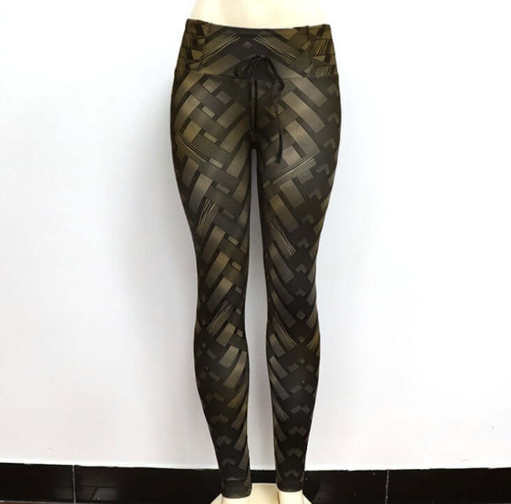 High Waist Iron Weave Print Push Up Yoga Workout Leggings Artsadd