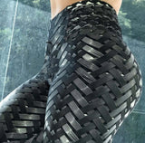 High Waist Iron Weave Print Push Up Yoga Workout Leggings Artsadd
