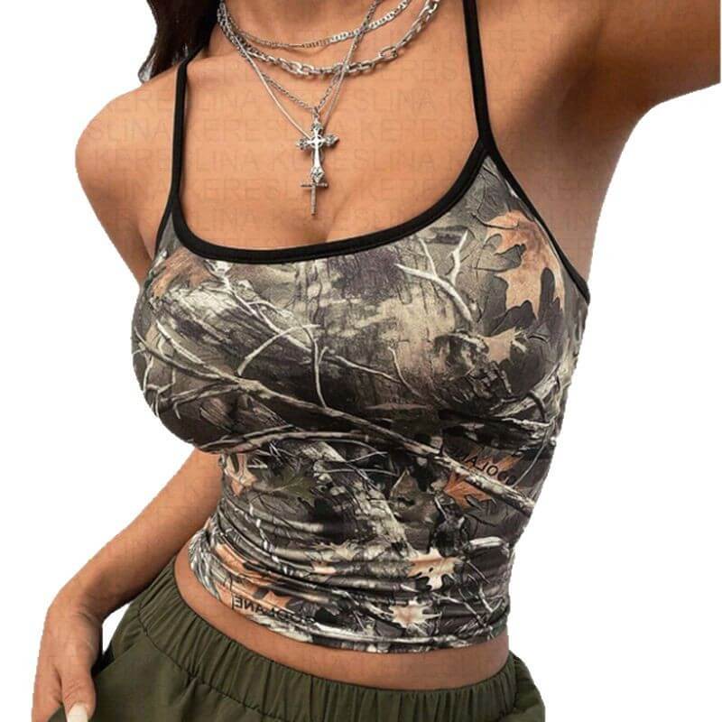 Spring And Summer Fashion Camouflage Print Short Top BadAssWear.fi