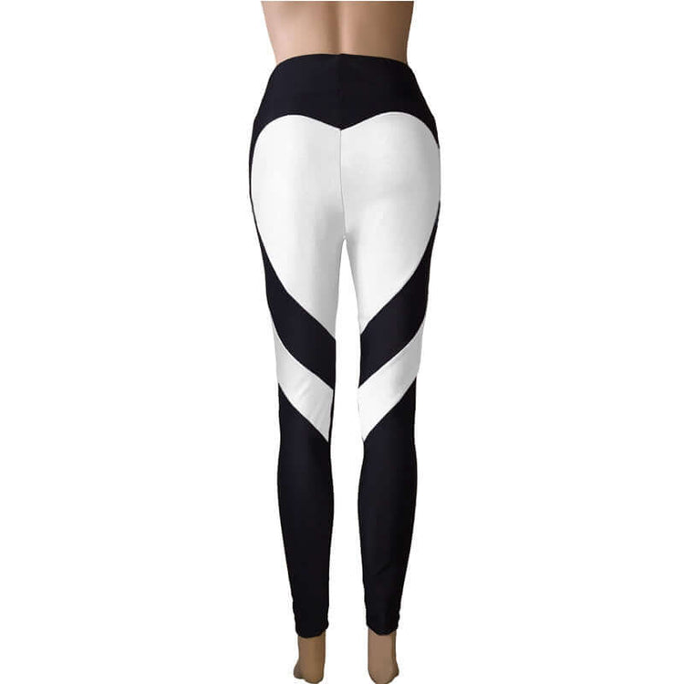 Butt-lifting Heart-patterned Patchwork Leggings With Excellent Stretch BadAssWear.fi