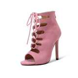 Cross strapped fish mouth short boots women BadAssWear.fi