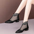 Soft Leather Flat Heel Net Boots Women&