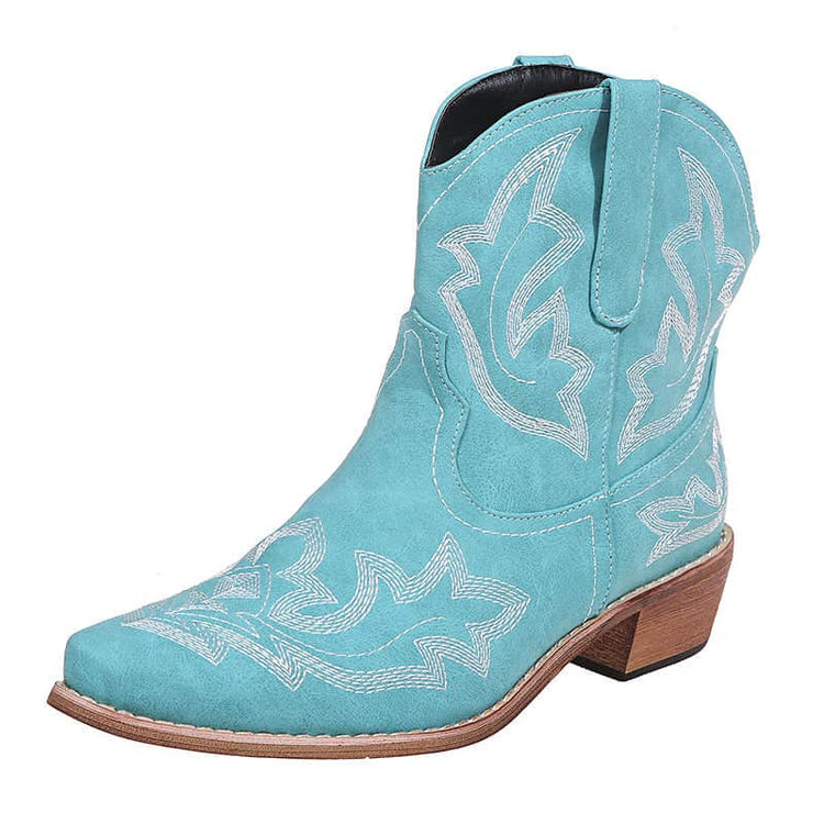 Cowboy Boots Women Embroidery Wedge Heel Shoes Western Cowgirl Boots BadAssWear.fi