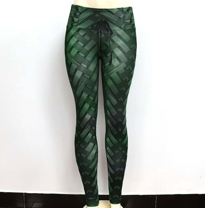 High Waist Iron Weave Print Push Up Yoga Workout Leggings Artsadd
