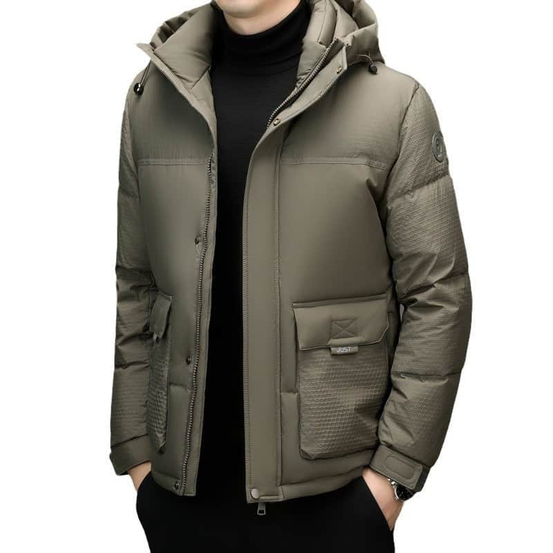 Winter White Duck Down Short Casual Hooded Jacket BadAssWear.fi